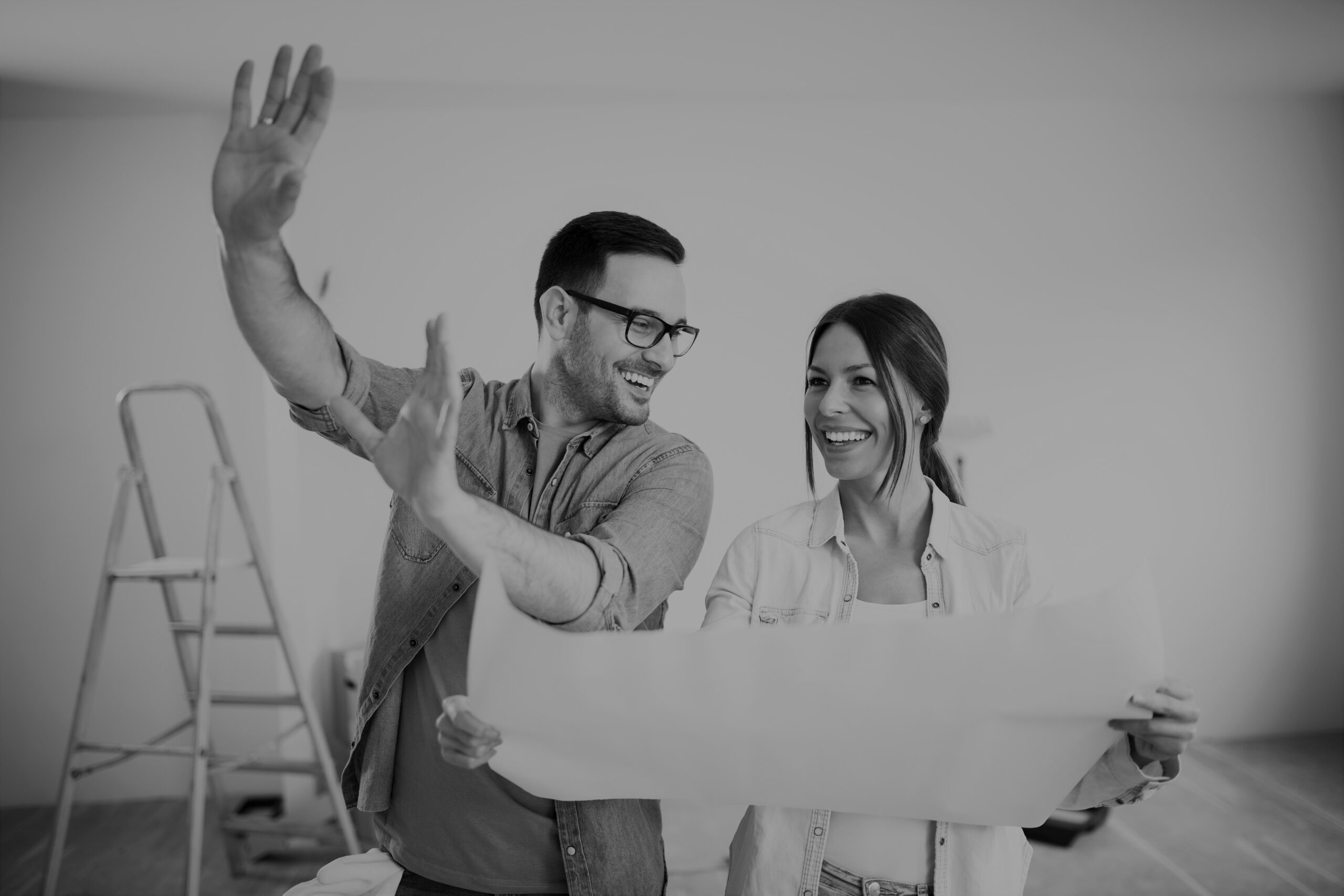 Couple talking about home decoration